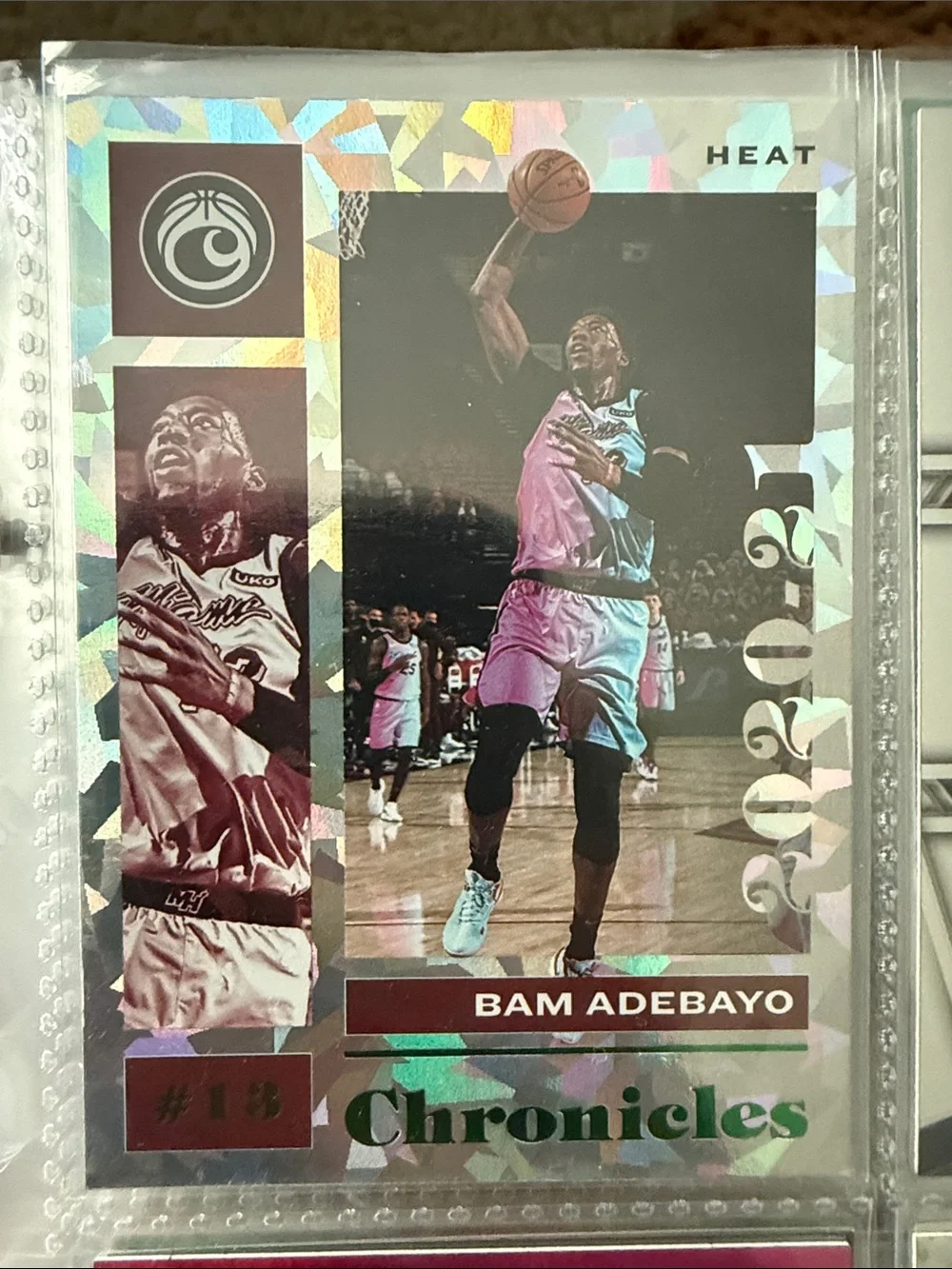 Panini Chronicles Bam Adebayo Holographic Pink and White Miami Heat Card